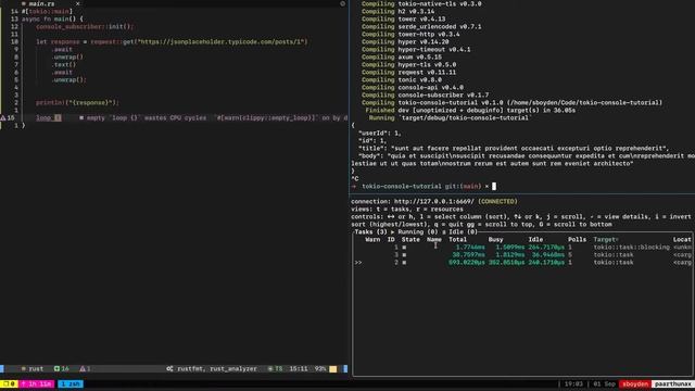 Using Rust (1) - Tokio Console смотреть онлайн
