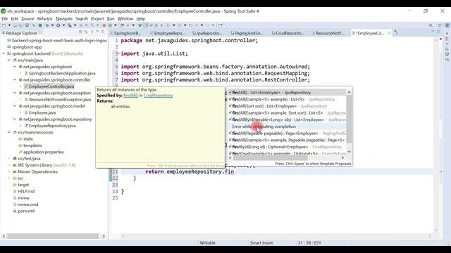 Angular 10 + Spring Boot CRUD Full Stack App - 5 - Creating List Employee REST API смотреть онлайн