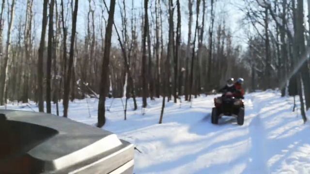 На квадроциклах cf moto 500a по зимнему лесу смотреть онлайн