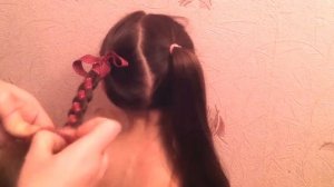 Плетение косы с лентой. Коса с лентой