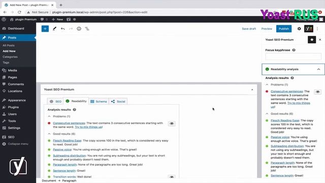 Проверка текста с помощью Yoast SEO смотреть онлайн