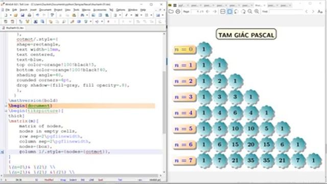 [python #5] Vẽ tam giác pascal với thư viện matrix của TikZ LaTeX. Lập trình python lấy code LaTeX. смотреть онлайн