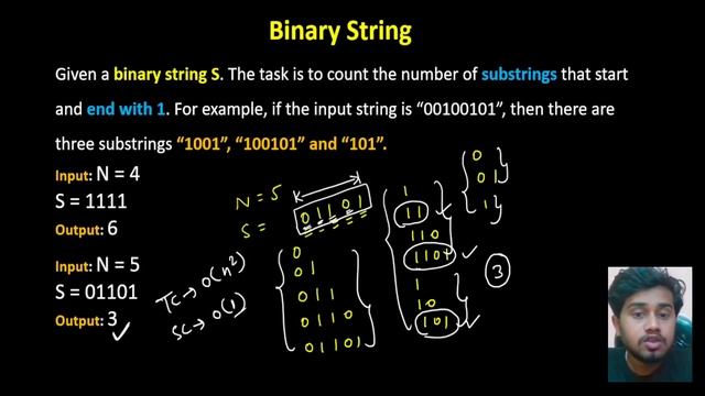 Binary String | Count the number of substrings start and end with 1 | Coder Army Sheet | Leetcode смотреть онлайн