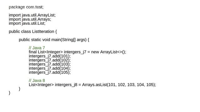 Java 7 & 8 ArrayList Create смотреть онлайн