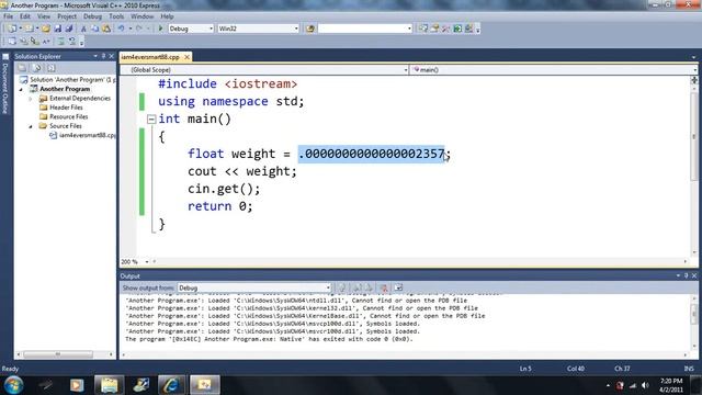 Lesson 7: the float and double types. Beginning Programming with Visual Studio C++ 2010 смотреть онлайн