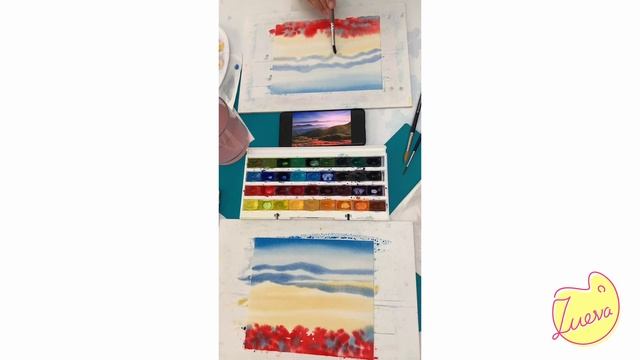 АКВАРЕЛЬ ПО СЫРОМУ / ПРОСТОЙ ПЕЙЗАЖ смотреть онлайн