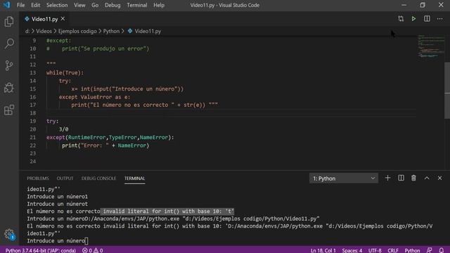 Curso Python desde cero. 13.Excepciones смотреть онлайн