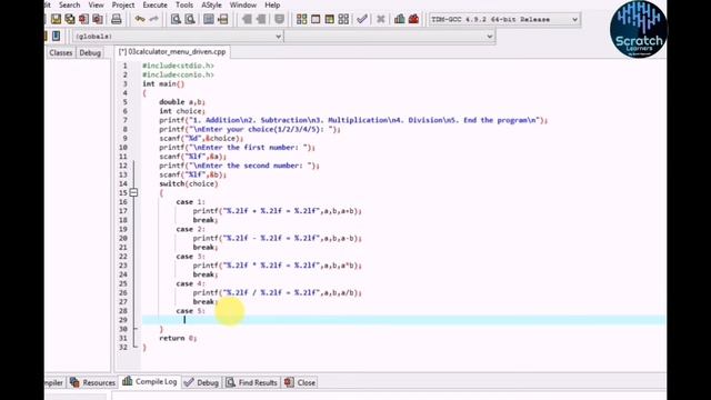 C program to make a menu driven calculator using switch case| C program for a calculator смотреть онлайн