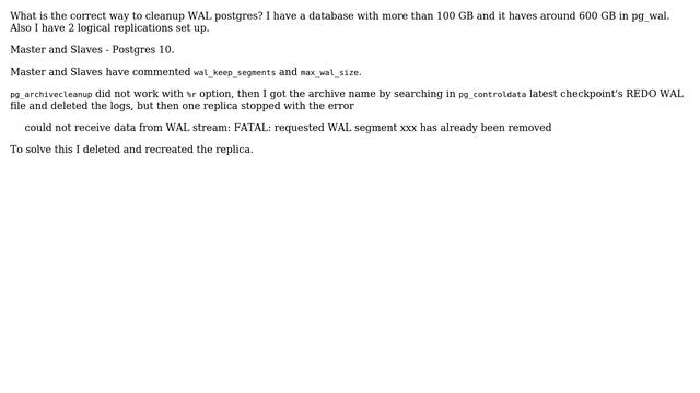 How do I cleanup Postgres WAL? смотреть онлайн