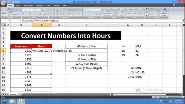 12 Data Entry Training | How To Convert Numbers To Time Hours In Excel смотреть онлайн