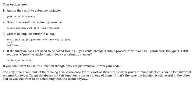 Databases: Call pl/sql function and discard result (3 Solutions!!) смотреть онлайн