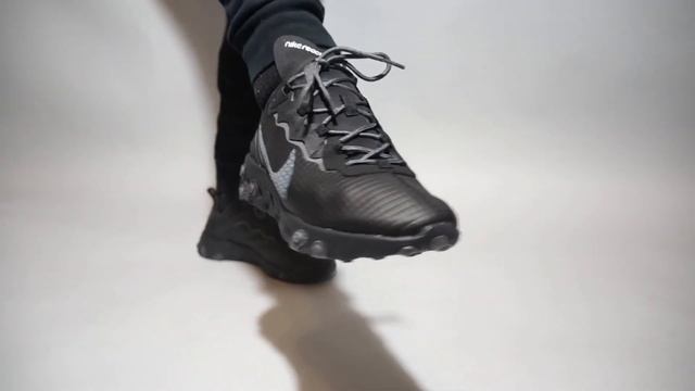Nike React Element 55 Premium Black Dark Grey Anthracite CI3835-002 on feet смотреть онлайн