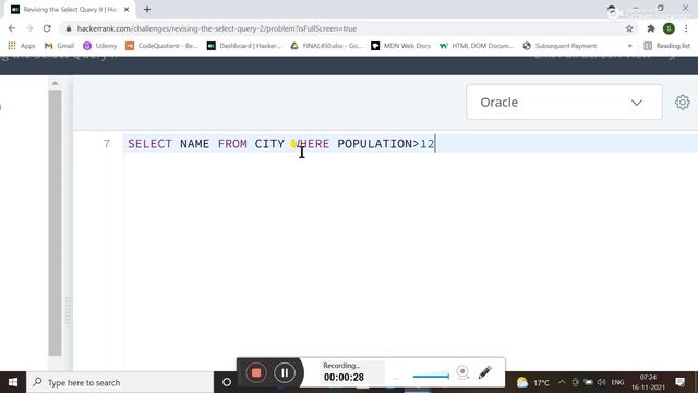 Revising The Select Query II || HACKERRANK SOLUTION || SQL || ORACLE || FOR BEGINNER смотреть онлайн