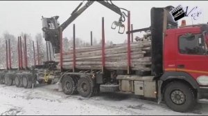 Невероятная  красота зимы. Погрузка леса на авто. Дорогами тайги.