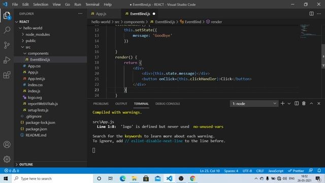ReactJS Lecture-14-Binding Event Handlers смотреть онлайн