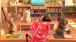 Котик Никита и пёс Стасик идут в школу, вспоминают медведя Валеру и веселятся на уроках.