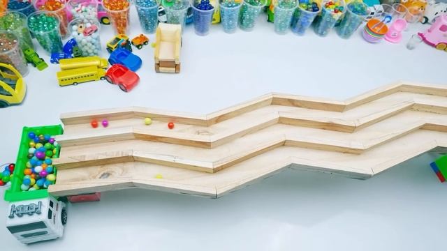 Marble Run Race ☆ HABA Slope & Retro Makita Truck, Garbage Truck Long Version #012