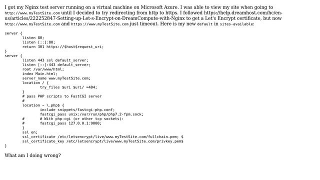 Nginx Newbie trying to redirect http to https смотреть онлайн