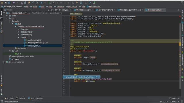 13 урок. Java REST service. Создание REST класса для сообщений смотреть онлайн