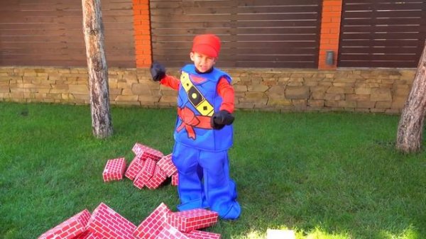 Lego Dima on the tractor repair the wall funny story