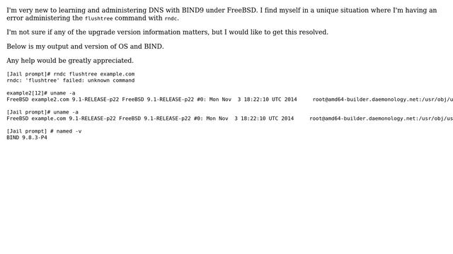 DevOps & SysAdmins: rndc: 'flushtree' failed: unknown command смотреть онлайн