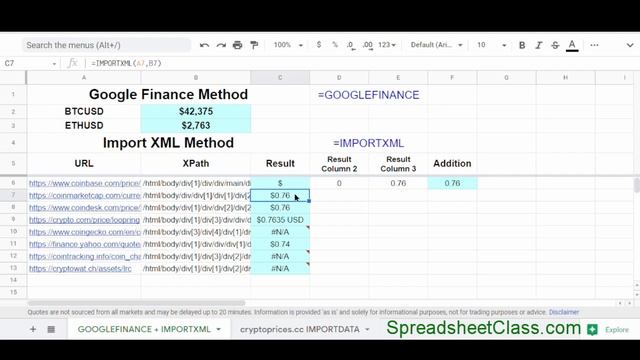 3 ways to pull crypto prices into Google Sheets | GOOGLEFINANCE, IMPORTXML, IMPORTDATA смотреть онлайн