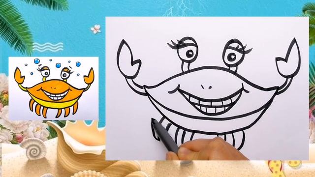 Как нарисовать краба. Рисуем с детьми. смотреть онлайн