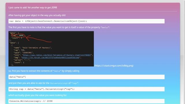 C# get value from deserialized json object смотреть онлайн