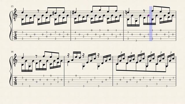Etude 16 Op.51 - Mauro Giuliani (1781 - 1829) Tablature