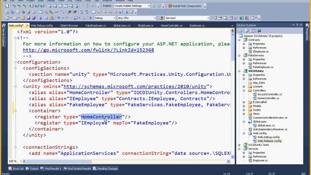 ASP.net MVC 3, DI with Ioc Unity Container part 2 - Populating Unity Container via Web.config смотреть онлайн