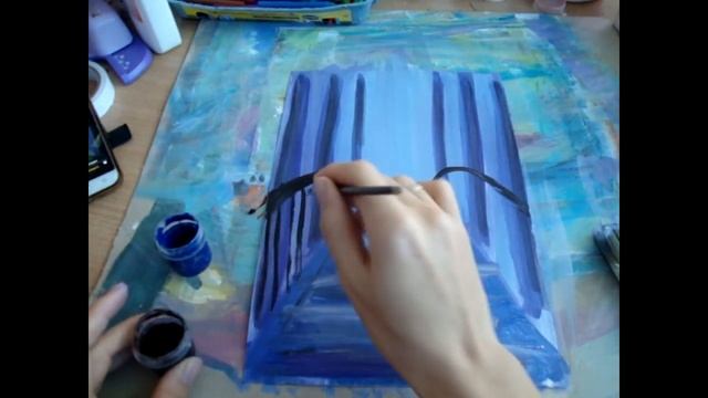 Как Нарисовать ОСЕНЬ гуашью. Пейзаж. Как нарисовать поэтапно. смотреть онлайн