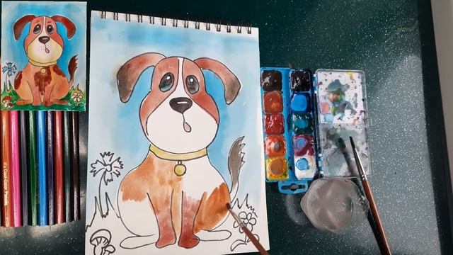 Как нарисовать щенка. рисуем собаку красками смотреть онлайн