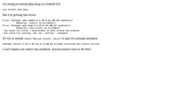 DevOps & SysAdmins: Error while installing php-imap on CentOS 6.6 смотреть онлайн