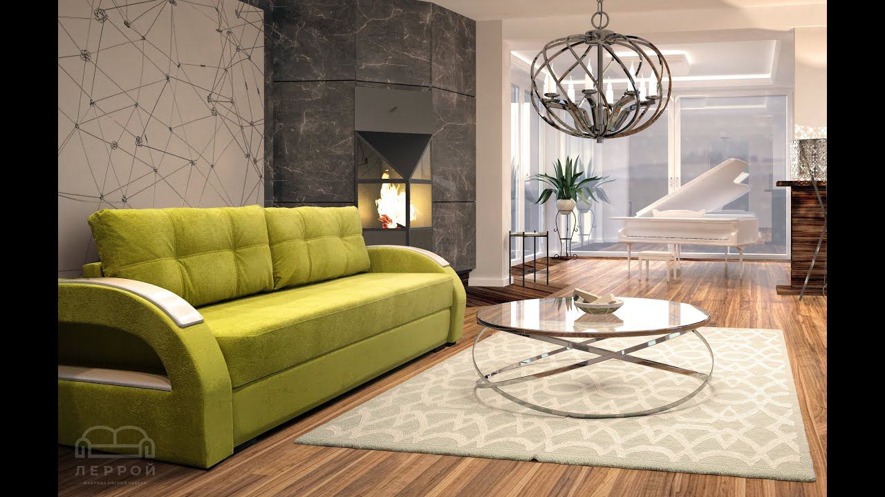 Диван в гостиную со спальным местом с необычным подлокотником и встроенной розеткой. смотреть онлайн
