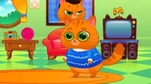Настя и котик Bubbu играют в игре | Бубу подарил Насте на Новый Год котенка