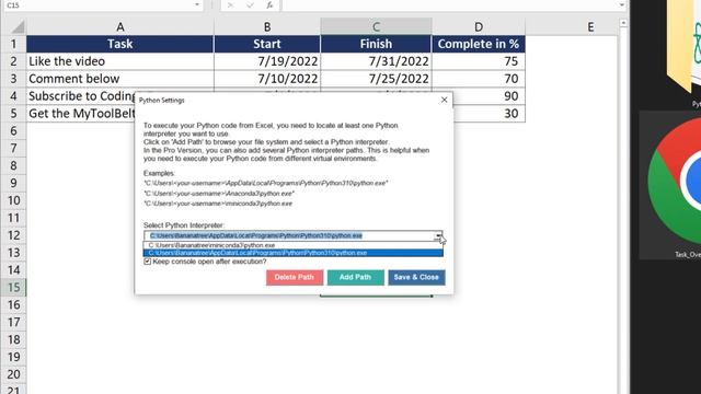 Execute a Python Script from Excel using the MyToolBelt add-in смотреть онлайн