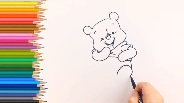 Как нарисовать Винни Пуха. Мультик раскраска. Простая техника рисования для детей смотреть онлайн