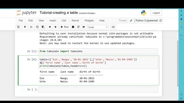 Python( Creating a Table using Tabulate library) #python смотреть онлайн