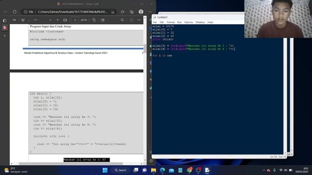 Array 1 Dimensi dan contoh Program Python dari Input Array смотреть онлайн