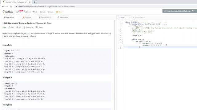 1342. Number of Steps to Reduce a Number to Zero смотреть онлайн
