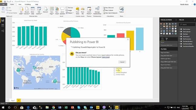 Publish Report to PowerBI Service смотреть онлайн