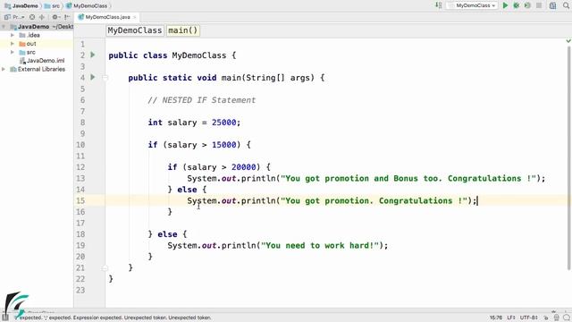 Java IF ELSE control statement example. Java tutorial for beginners #4.2 смотреть онлайн
