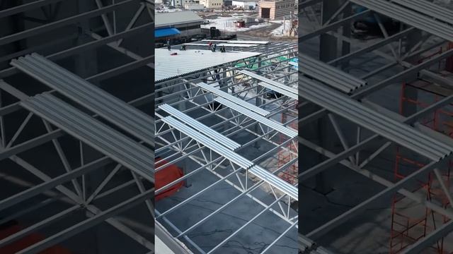 Монтаж проф. листа на кровлю Склада 1500м2 смотреть онлайн