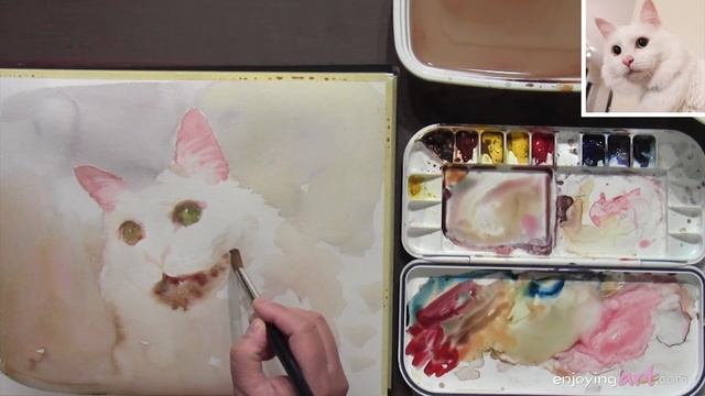 Animals #13 - Watercolor Painting of a White Cat смотреть онлайн