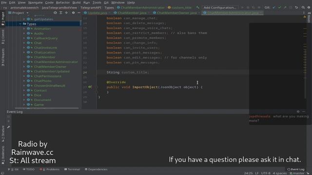 [EN] Programming day! Java. Implementing Telegram types today for JTBV. Bonus for today stream new смотреть онлайн