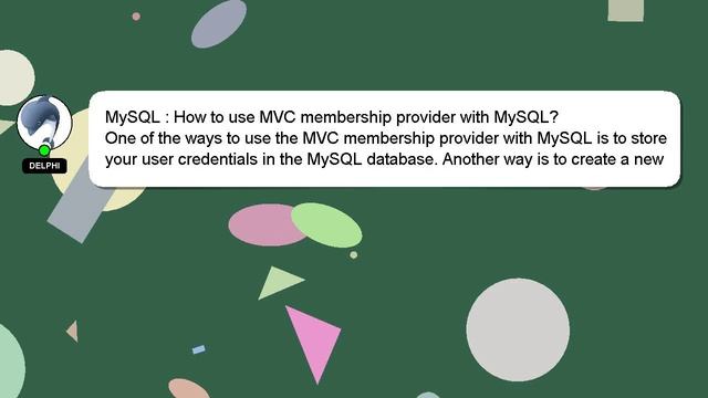 MySQL : How to use MVC membership provider with MySQL? смотреть онлайн