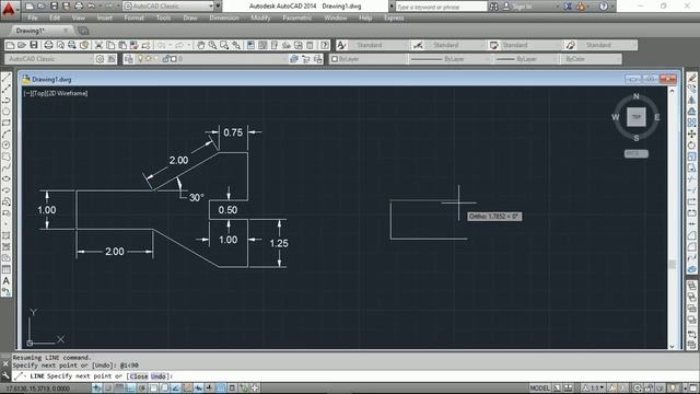 Autocad 2017 tutorials for beginners :Relative polar coordinate system. смотреть онлайн