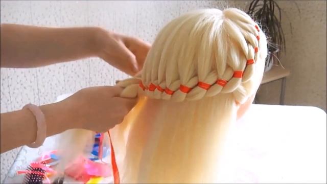 ⭐Техника плетения кос ⭐ Коса с лентой из 4 прядей⭐ смотреть онлайн