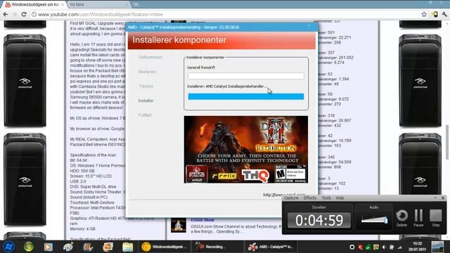 Install of AMD Catalyst 11.8 Preview for Windows 7 64-bit on Acer Aspire 5738zg смотреть онлайн