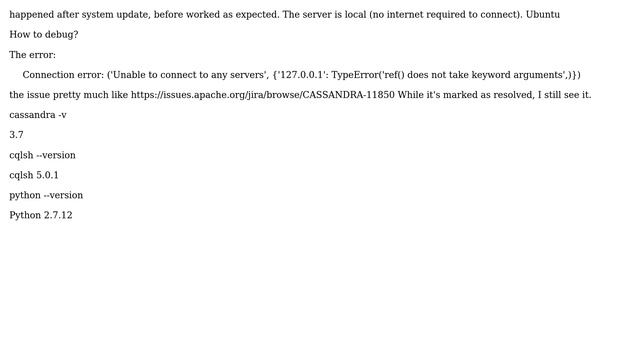cqlsh can't connect to cassandra server смотреть онлайн